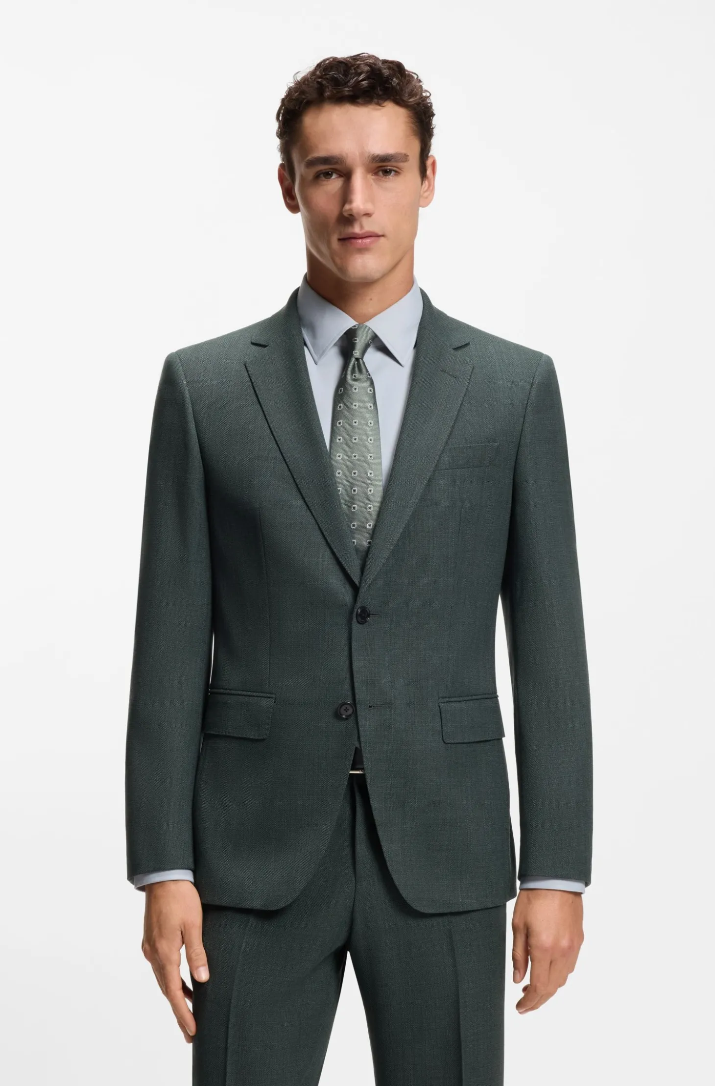 Slim-Fit Sakko aus gemusterter Stretch-Wolle
