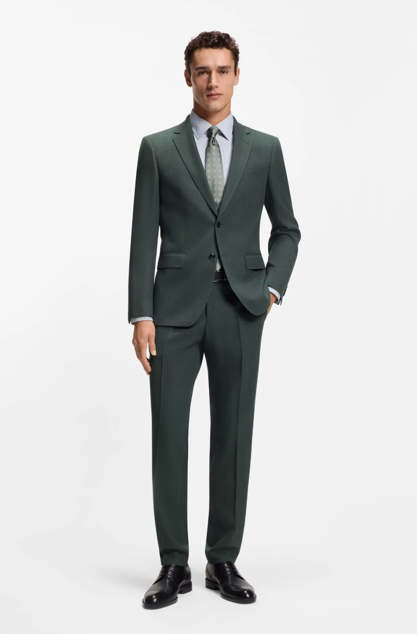 Slim-Fit Sakko aus gemusterter Stretch-Wolle
