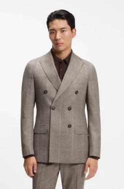 Slim-Fit Sakko aus karierter Schurwolle