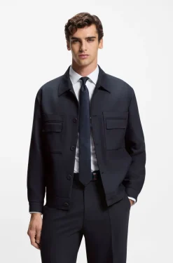 Slim-Fit Sakko aus knitterfreiem Twill