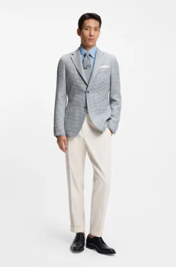 Slim-Fit Sakko aus Leinen-Mix mit Seide und Baumwolle