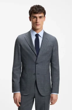 Slim-Fit Sakko aus Schurwolle, Seide und Leinen