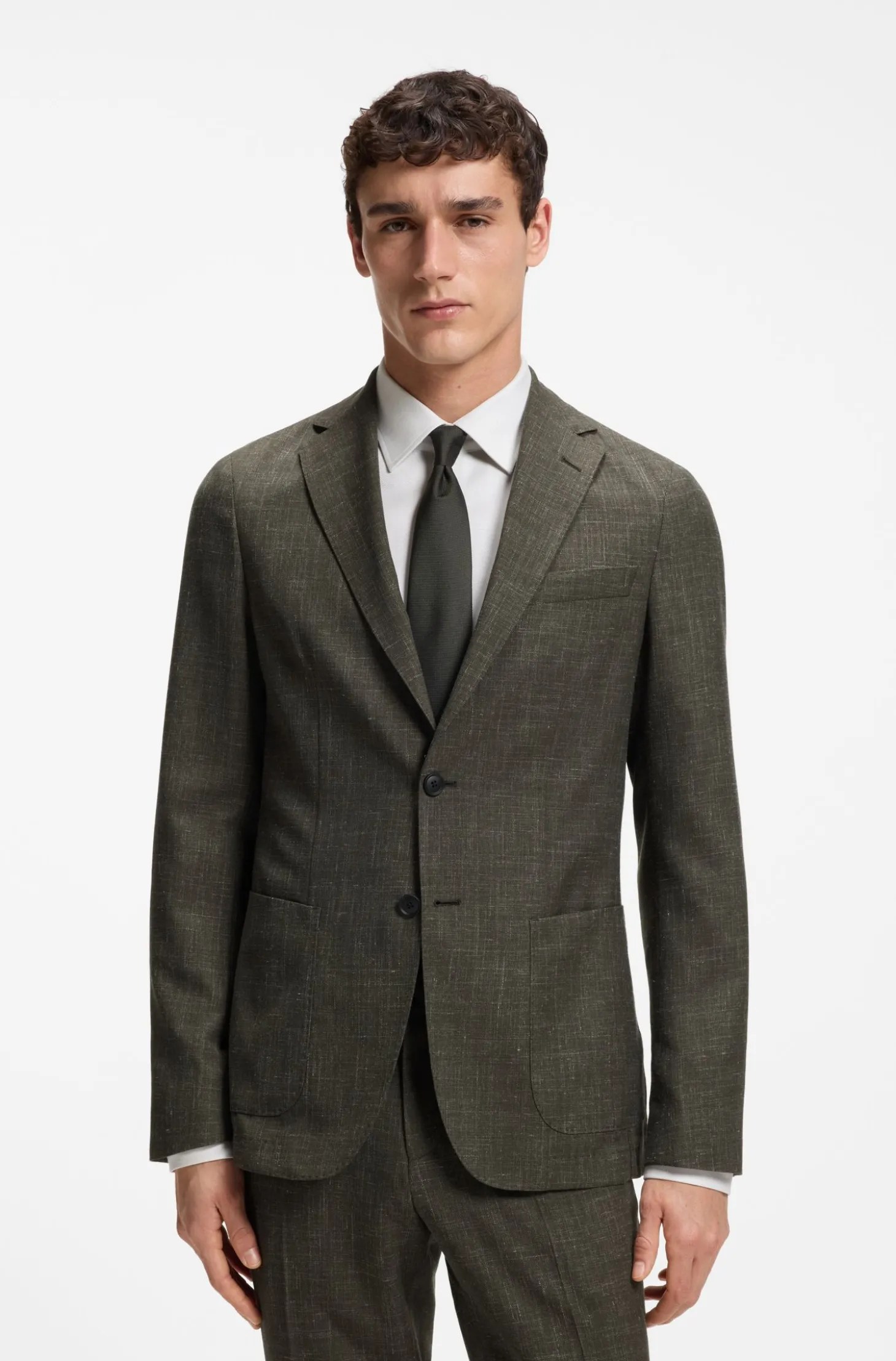 Slim-Fit Sakko aus Schurwoll-Mix mit Leinen