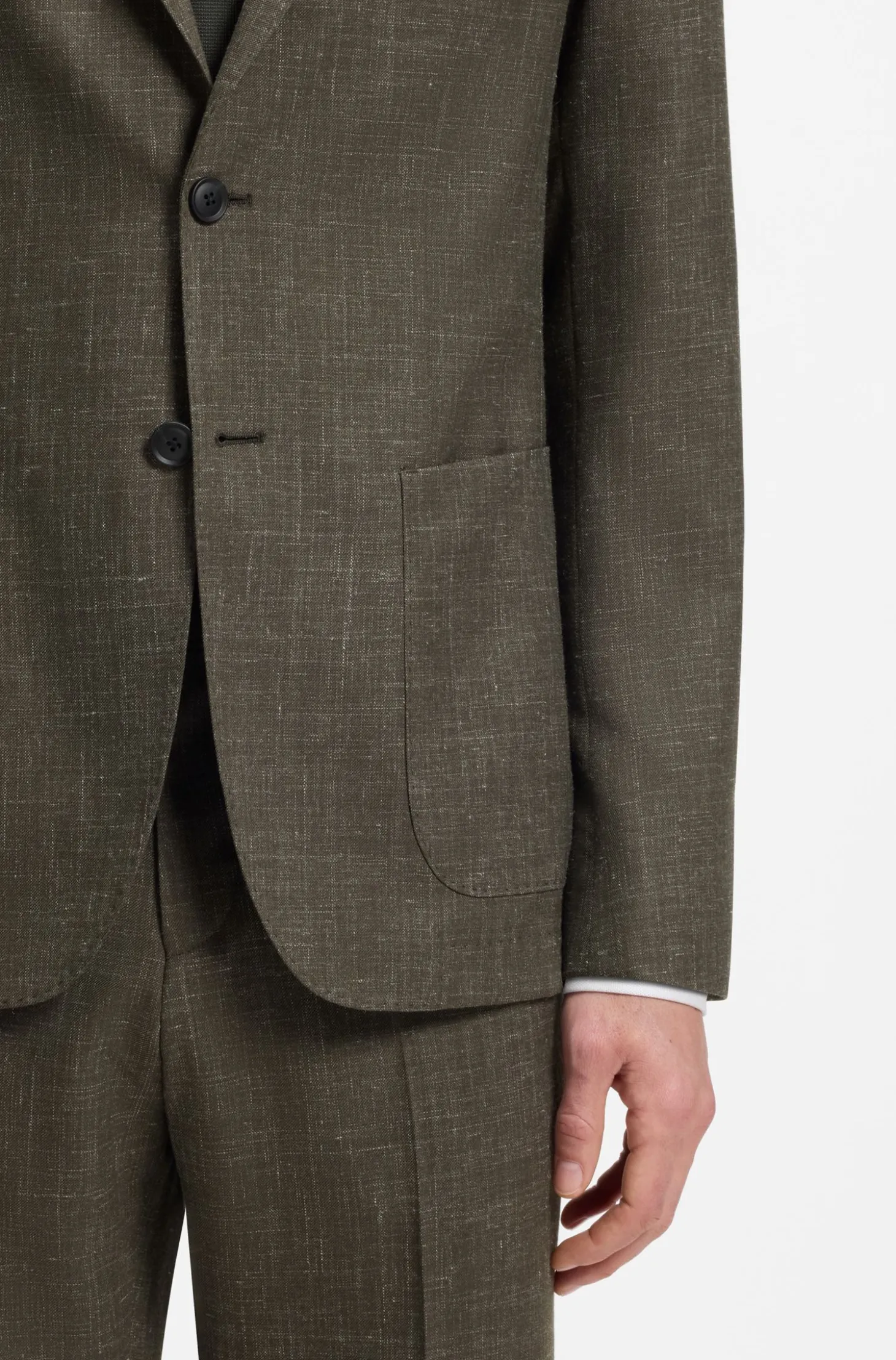 Slim-Fit Sakko aus Schurwoll-Mix mit Leinen