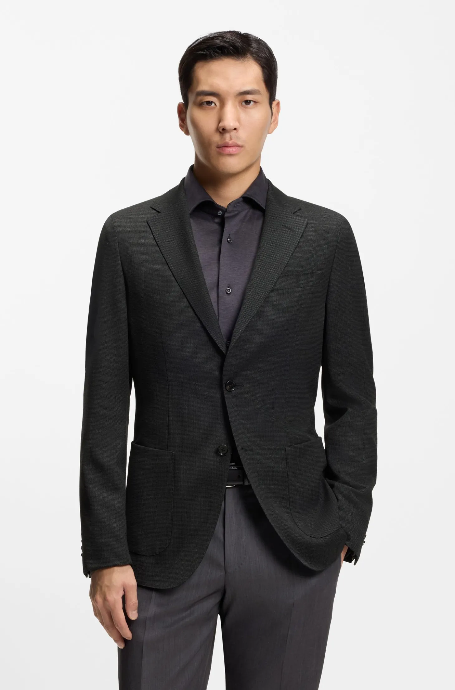 Slim-Fit Sakko aus Schurwoll-Mix mit Seide