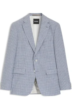 Slim-Fit Sakko mit Pepita-Hahnentritt-Muster