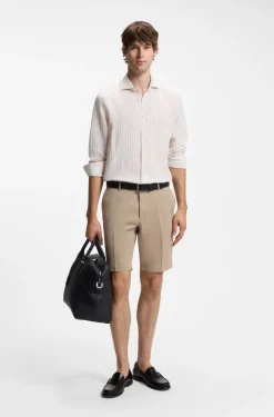 Slim-Fit Shorts aus elastischer Baumwoll-Gabardine
