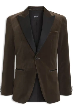 Slim-Fit Smoking-Jackett aus Baumwoll-Samt