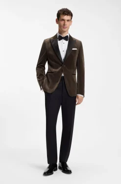 Slim-Fit Smoking-Jackett aus Baumwoll-Samt