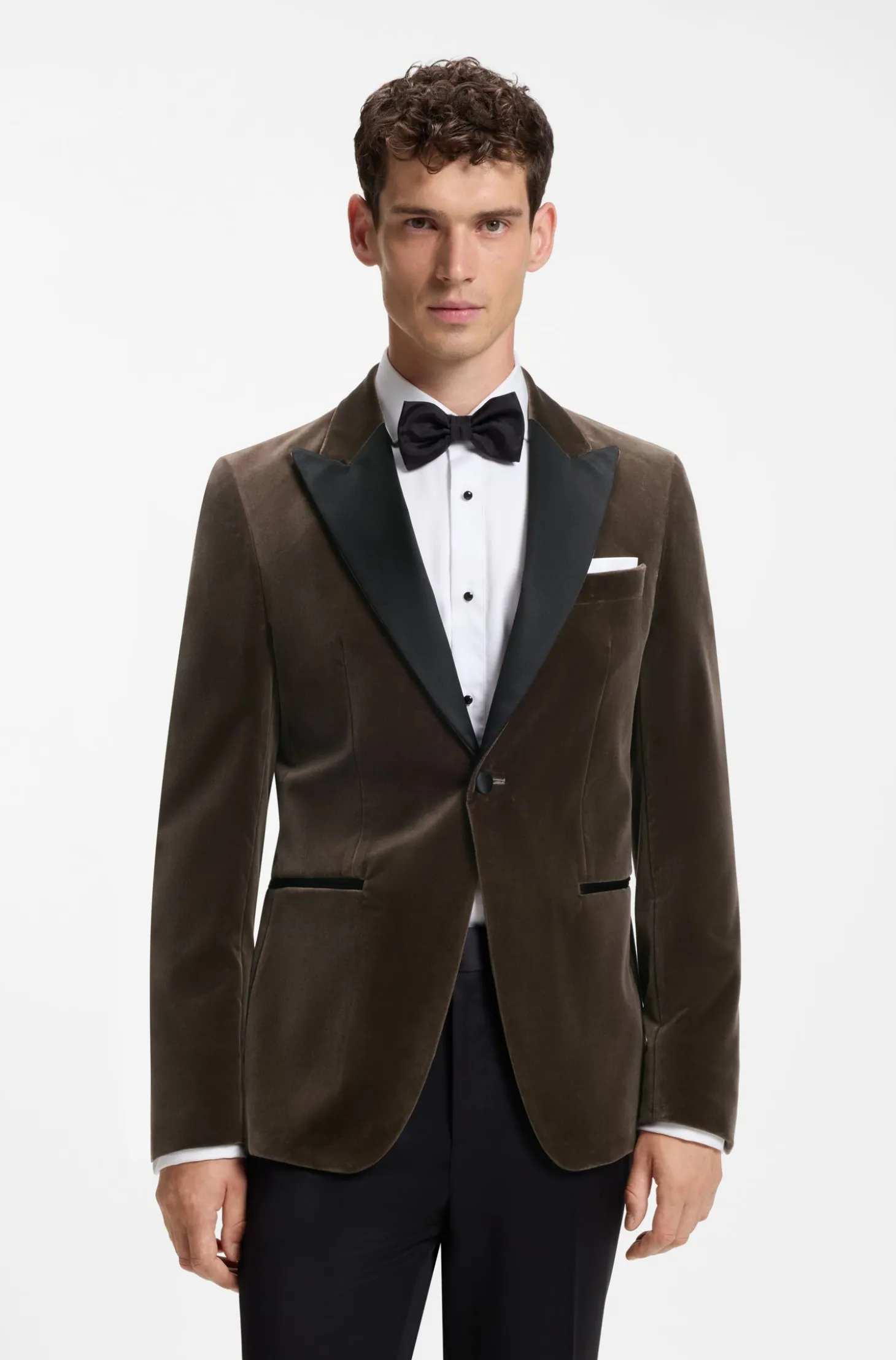 Slim-Fit Smoking-Jackett aus Baumwoll-Samt