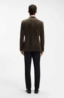 Slim-Fit Smoking-Jackett aus Baumwoll-Samt