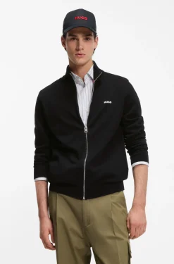 Slim-Fit Strickjacke aus Baumwolle mit Logo-Detail