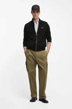 Slim-Fit Strickjacke aus Baumwolle mit Logo-Detail