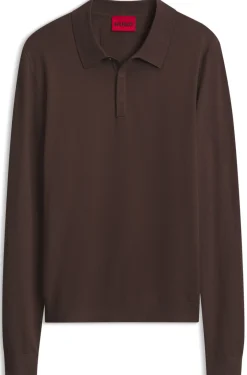 Slim-Fit Strick-Poloshirt mit Logo auf der Rückseite