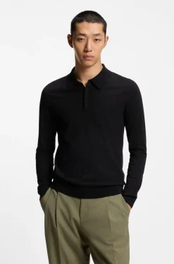 Slim-Fit Strick-Poloshirt mit Logo auf der Rückseite