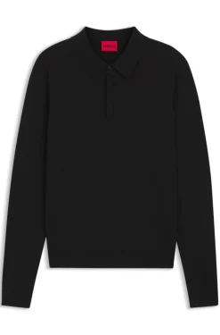 Slim-Fit Strick-Poloshirt mit Logo auf der Rückseite