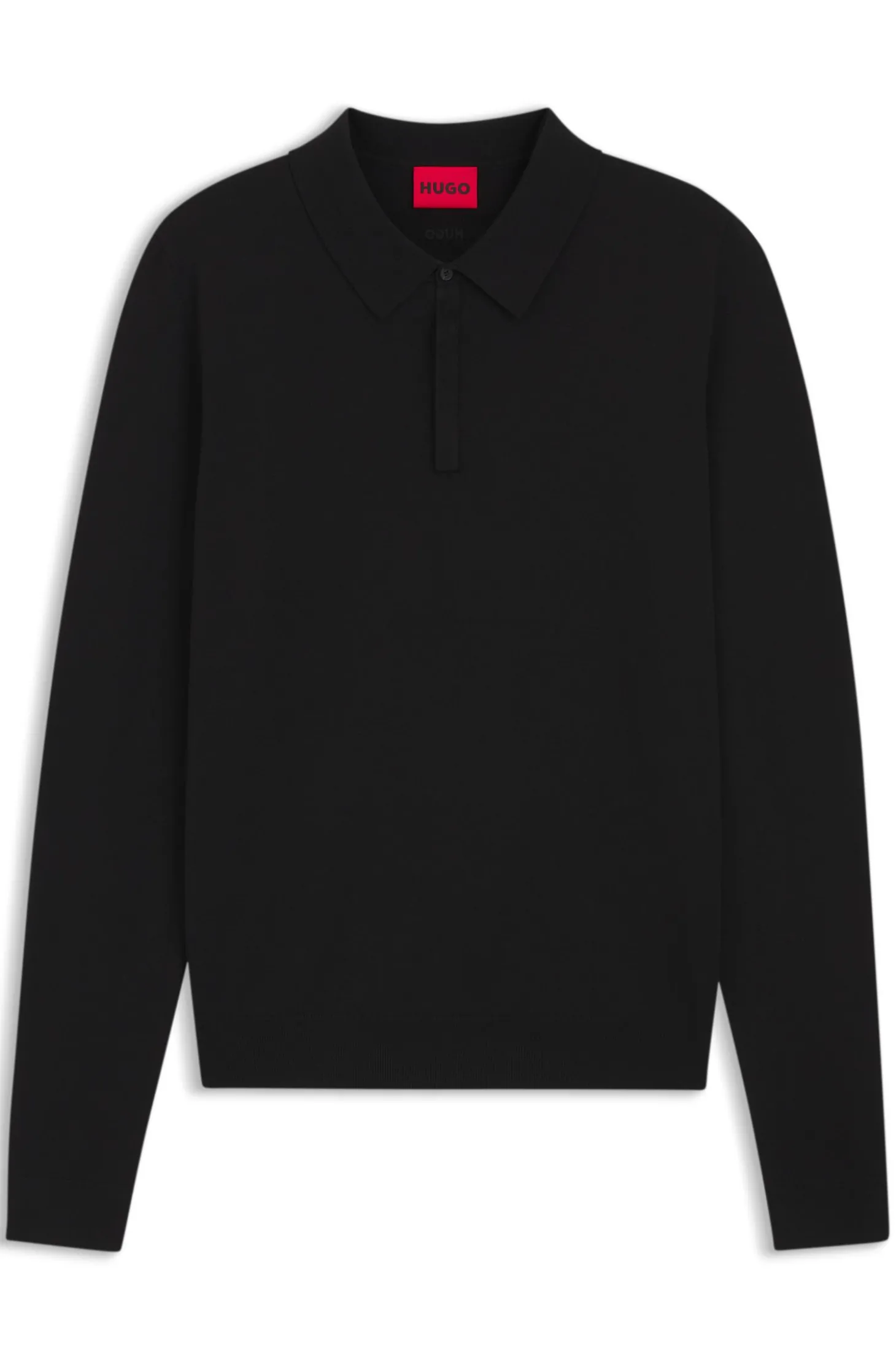 Slim-Fit Strick-Poloshirt mit Logo auf der Rückseite