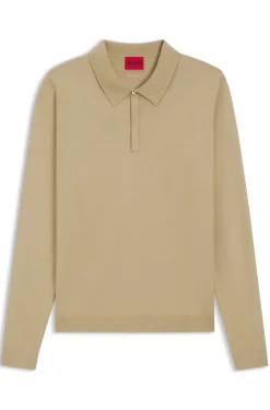 Slim-Fit Strick-Poloshirt mit Logo auf der Rückseite