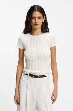 Slim-Fit Strickpullover mit Wellenstruktur