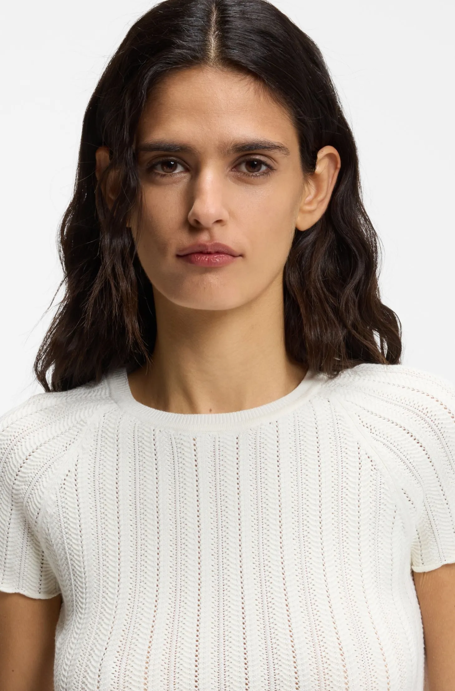 Slim-Fit Strickpullover mit Wellenstruktur