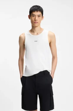 Slim-Fit Tanktop aus Stretch-Baumwolle mit kontrastfarbenem Logo