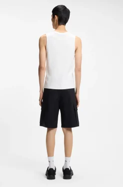 Slim-Fit Tanktop aus Stretch-Baumwolle mit kontrastfarbenem Logo