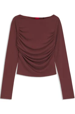 Slim-Fit Top aus Cupro mit modernem U-Boot-Ausschnitt
