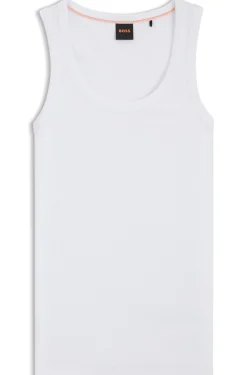 Slim-Fit Top aus gerippter Stretch-Baumwolle