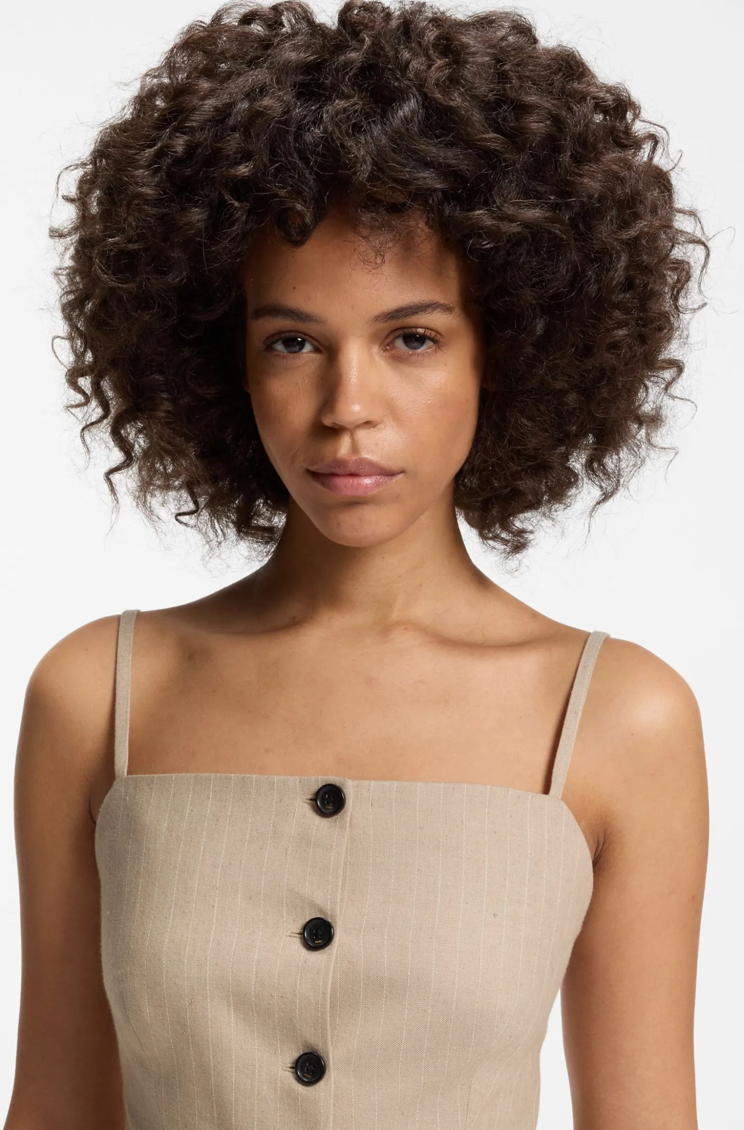 Slim-Fit Top im Anzugwesten-Stil mit glitzernden Nadelstreifen