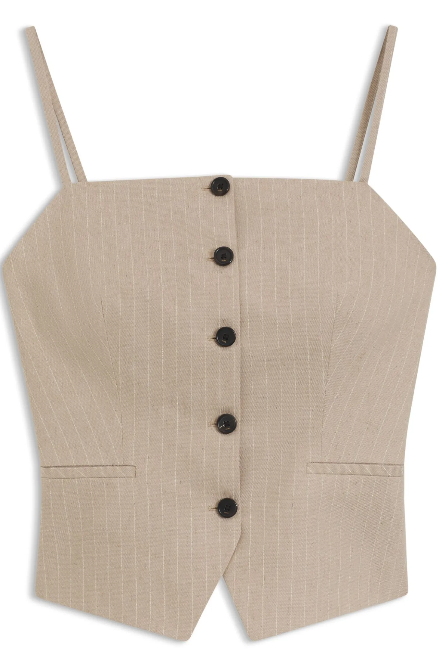 Slim-Fit Top im Anzugwesten-Stil mit glitzernden Nadelstreifen