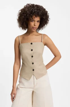 Slim-Fit Top im Anzugwesten-Stil mit glitzernden Nadelstreifen