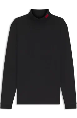 Slim-Fit T-Shirt aus Baumwolle mit Stehkragen und Logo am Kragen