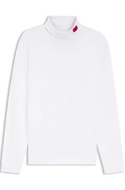 Slim-Fit T-Shirt aus Baumwolle mit Stehkragen und Logo am Kragen