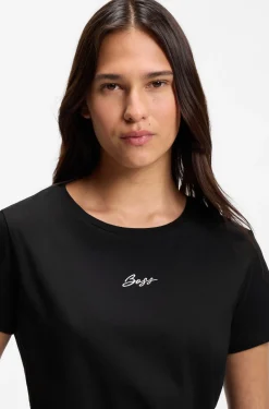 Slim-Fit T-Shirt aus Baumwolle mit gesticktem Logo in handschriftlichem Stil