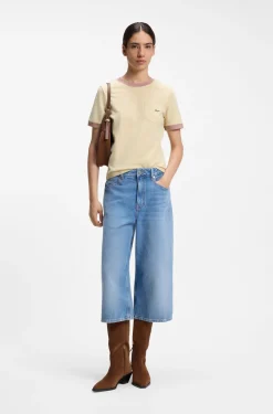 Slim-Fit T-Shirt aus Baumwolle mit Kontrast-Ripp-Details