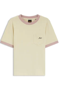 Slim-Fit T-Shirt aus Baumwolle mit Kontrast-Ripp-Details