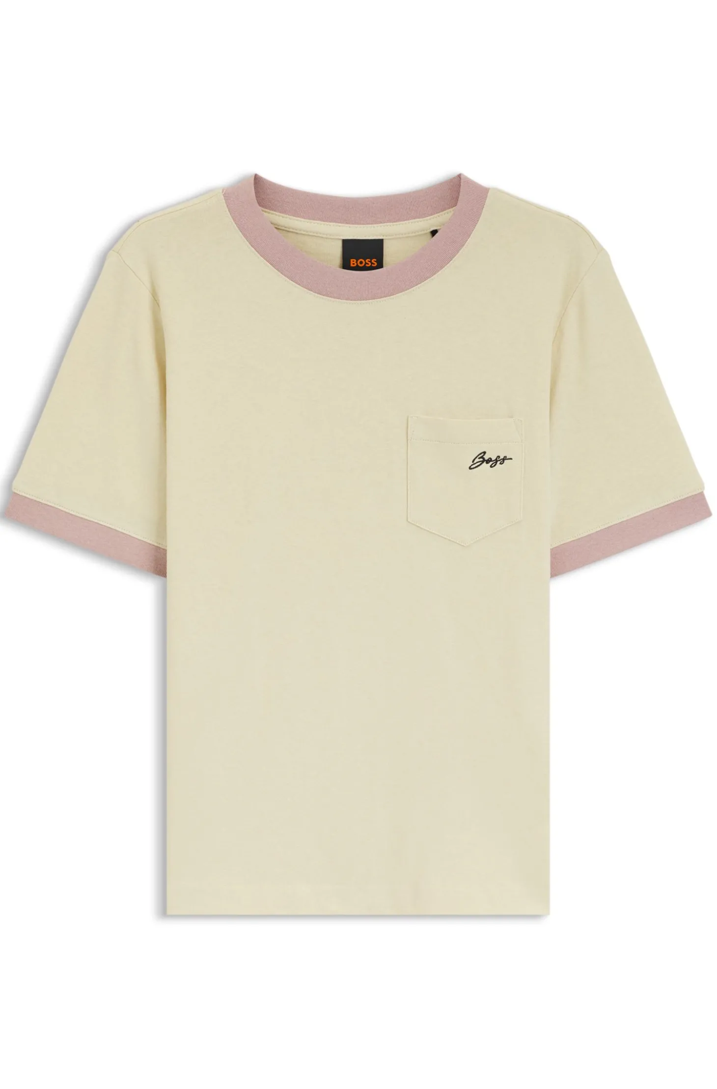 Slim-Fit T-Shirt aus Baumwolle mit Kontrast-Ripp-Details