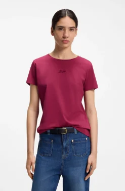 Slim-Fit T-Shirt aus Baumwolle mit gesticktem Logo in handschriftlichem Stil