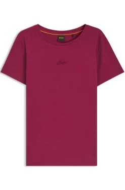 Slim-Fit T-Shirt aus Baumwolle mit gesticktem Logo in handschriftlichem Stil