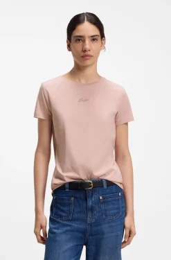 Slim-Fit T-Shirt aus Baumwolle mit gesticktem Logo in handschriftlichem Stil
