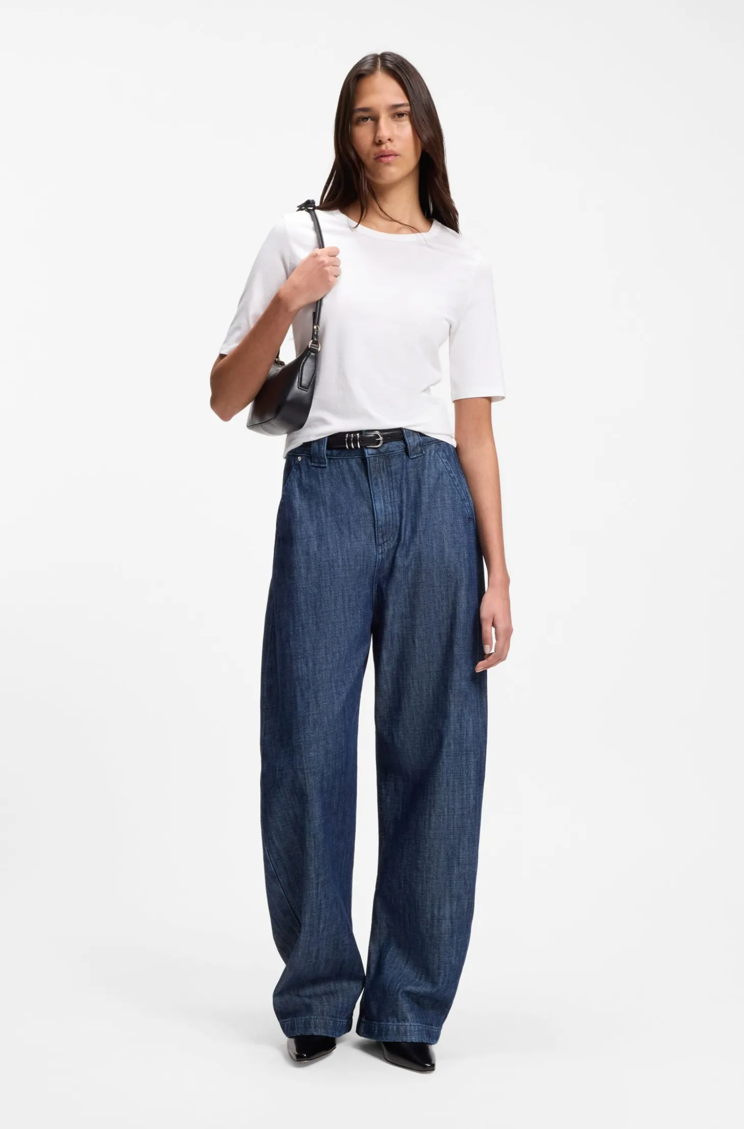 Slim-Fit T-Shirt aus Baumwolle, Modal und Seide