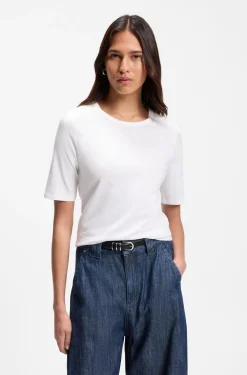 Slim-Fit T-Shirt aus Baumwolle, Modal und Seide