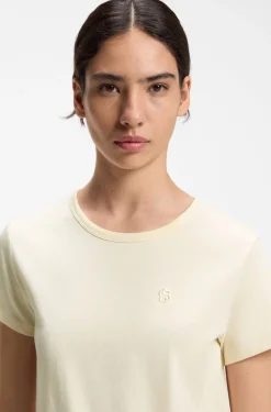 Slim-Fit T-Shirt aus Baumwoll-Seiden-Mix mit Logo-Stickerei