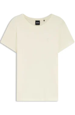 Slim-Fit T-Shirt aus Baumwoll-Seiden-Mix mit Logo-Stickerei