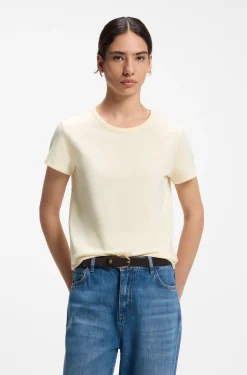 Slim-Fit T-Shirt aus Baumwoll-Seiden-Mix mit Logo-Stickerei