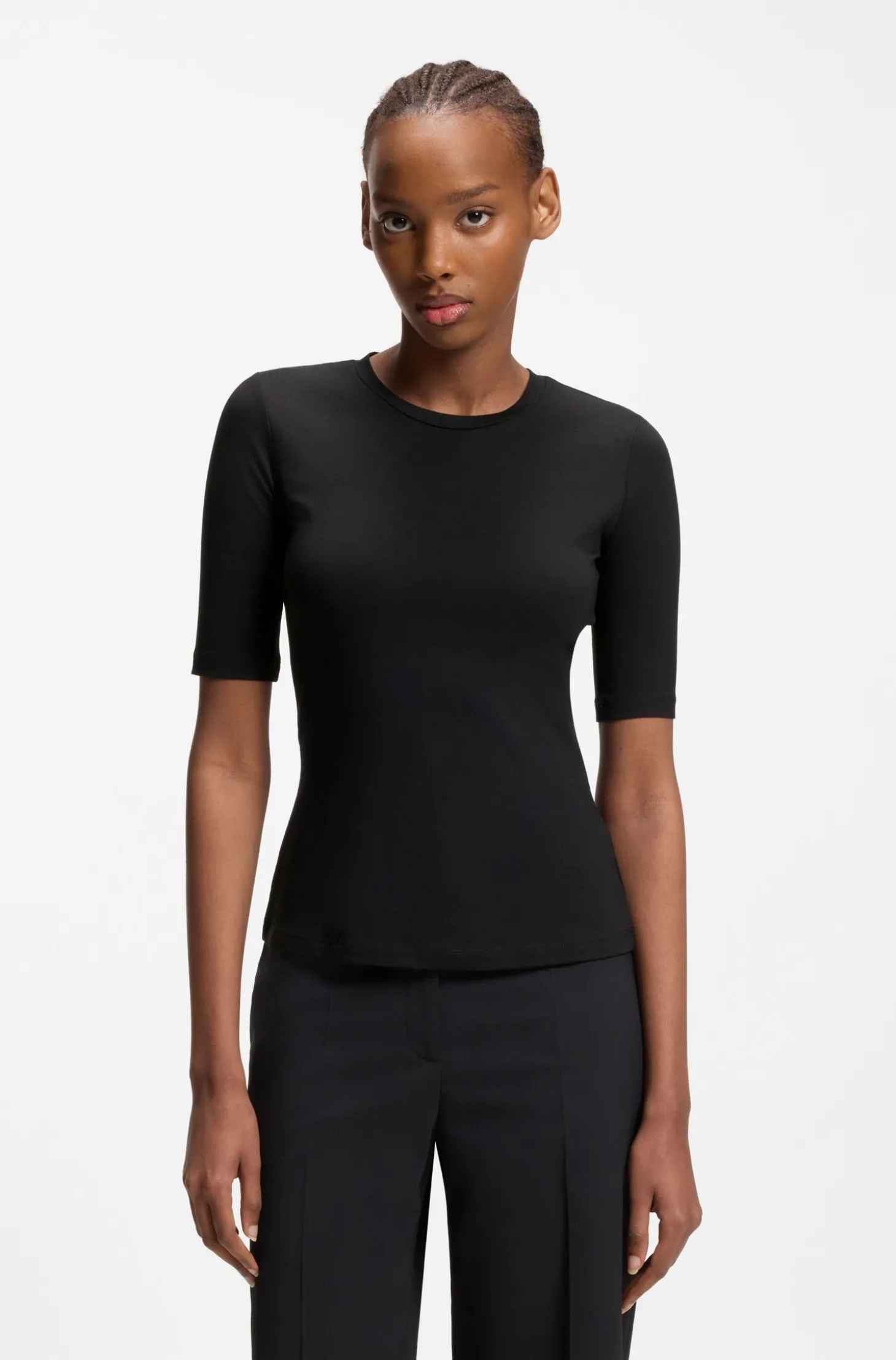 Slim-Fit T-Shirt aus elastischem Baumwoll-Modal-Mix