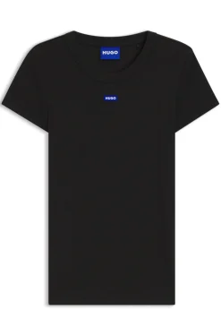 Slim-Fit T-Shirt aus gerippter Stretch-Baumwolle mit Logo