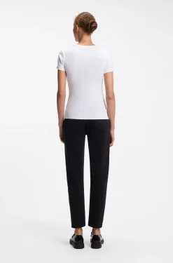 Slim-Fit T-Shirt aus gerippter Stretch-Baumwolle mit Logo
