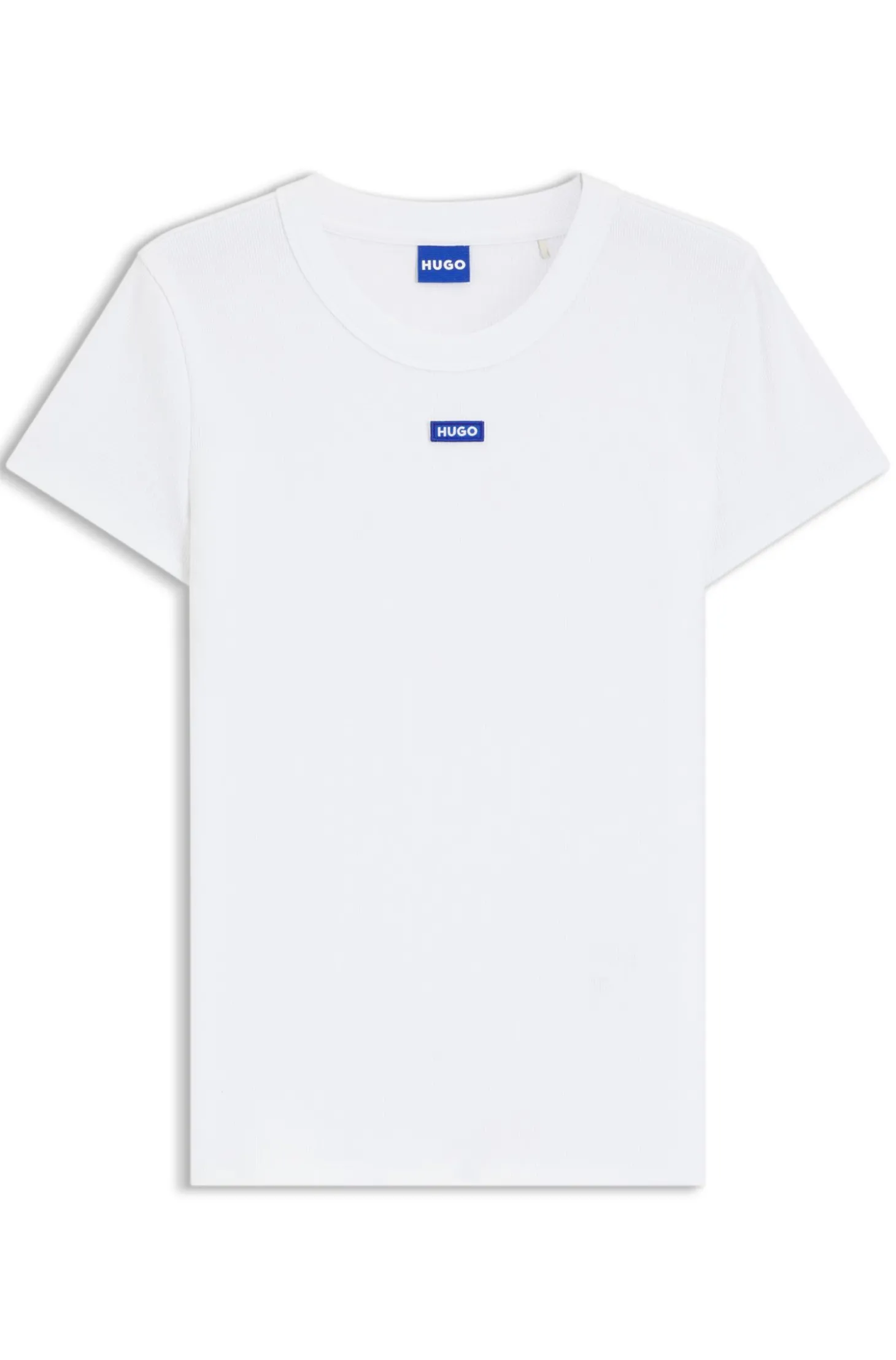 Slim-Fit T-Shirt aus gerippter Stretch-Baumwolle mit Logo