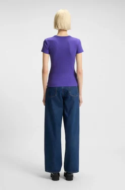 Slim-Fit T-Shirt aus gerippter Stretch-Baumwolle mit Logo
